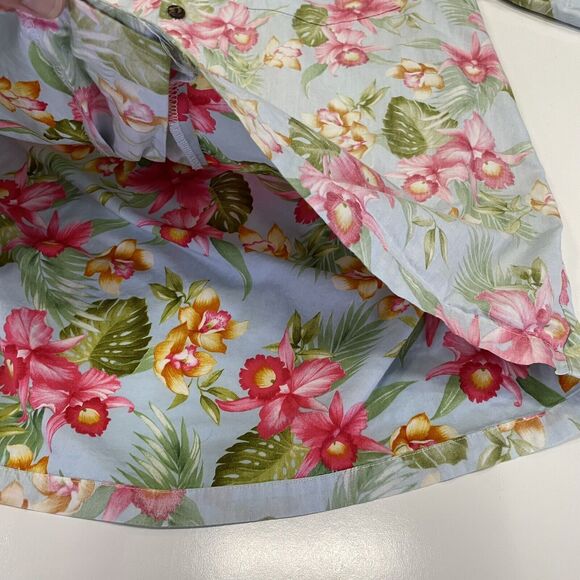 VTG HOWIE Men’s Hawaiian Shirt Reverse Print Blue Pink Floral Made In Hawaii L - Picture 4 of 7